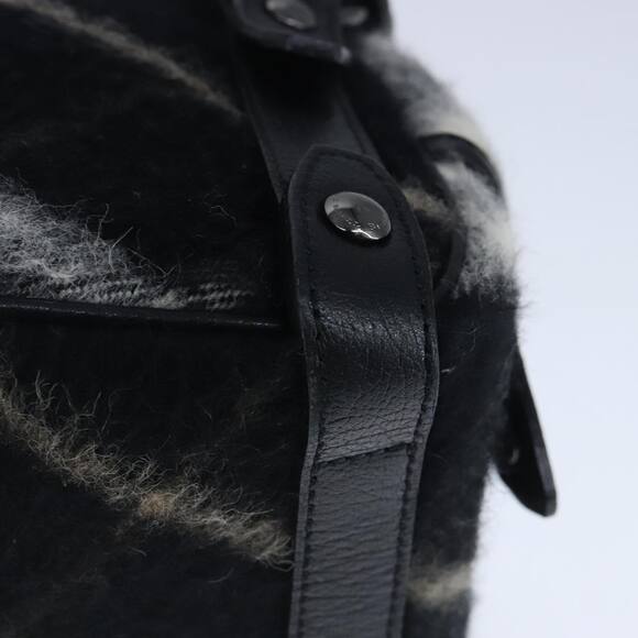 Burberry Nova Check Blue Label Shoulder Bag Wool Leather Black - Picture 16 of 16